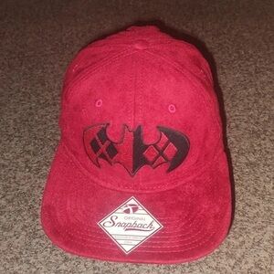 Batman Harley Quinn Snapback Hat Red Black DC Comics Adjustable Cap